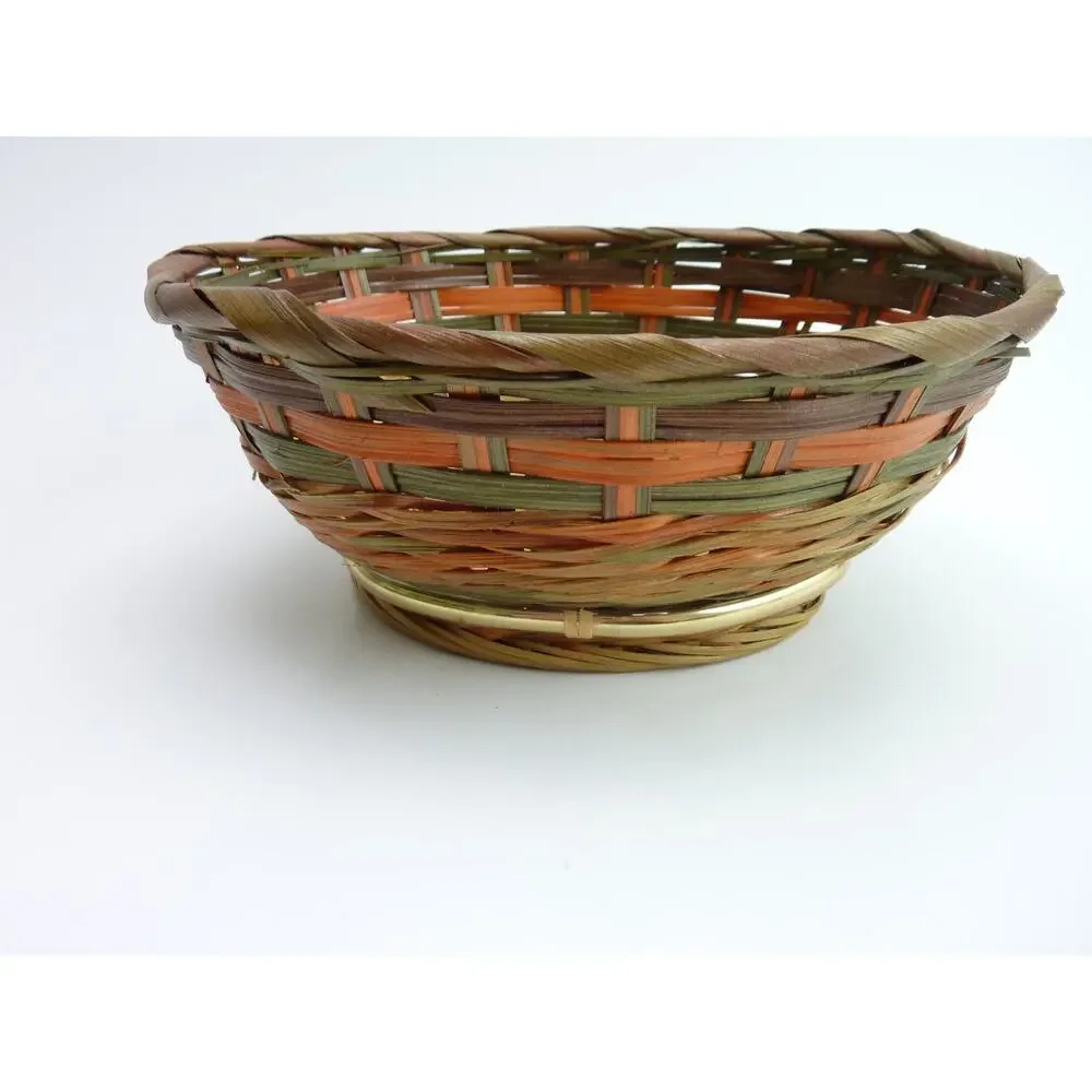 Vintage Oval Basket, Golden metal belt.